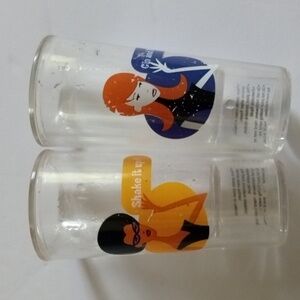 Set Of Two Vtg. This Way Up Plastic 3.5" Shot Glasses